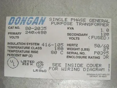 Used DONGAN 80-2035 Transformers Michigan US | Ideal Machinery #1284044