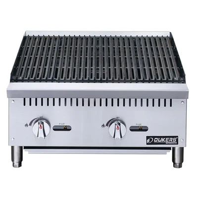 New | in-Stock Dukers New Dukers DCCB24 24 in. W Countertop Charbroiler Chargrill Grill 70,000 BTU Broilers Illinois US | Falcon Restaurant Supply #1376276