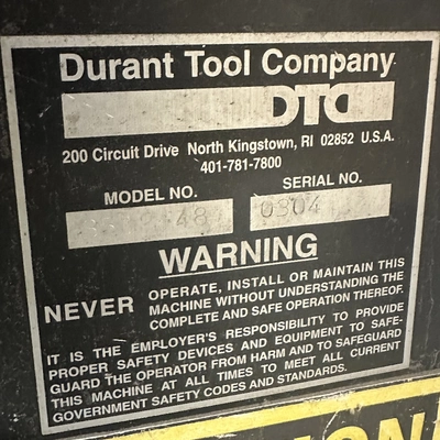 USED DURANT TOOL COMPANY 3512-48