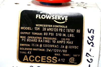 NEW FLOWSERVE 15M 39 WMS120 PB C T9767 R6 VALVE ASSEMBLY 15M39WMS120PBCT976