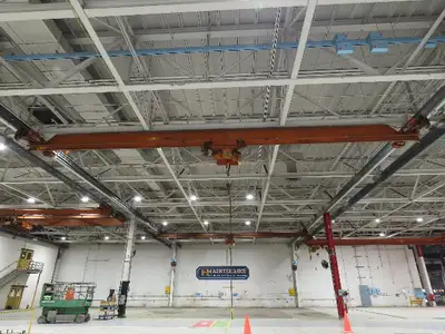 Cleveland Tramrail P&H 3 Ton Single Girder Underhung Bridge Crane 45' 10" Span