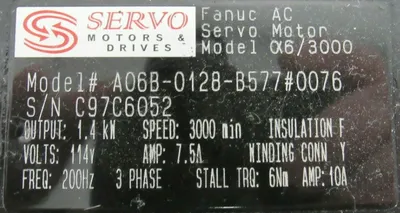 USED FANUC A06B-012B-B577#0076 SERVO MOTOR X6/3000 A06B012BB577#0076