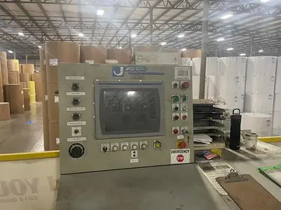 USED 1998 JAGENBERG 86.61” WIDE SYNCHRO SHEETER  400-2200 MODEL WITH DUAL SLITTER SECTION 1998 JAGENBERG 86.61” WIDE SYNCHRO SHEETER  400-2200 MODEL WITH DUAL SLITTER SECTION