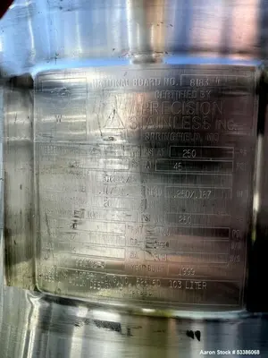Used Precision Stainless Steel Jacketed Vertical Tank – High Capacity