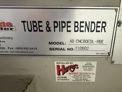 2011 ALPINE AB CNC80EDL-RBE BENDERS, PIPE, TUBE & BAR, N/C & CNC | Machinery Network (8)
