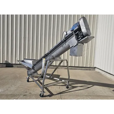 Used Stainless Steel Incline Screw Auger Conveyor 9" x 11'