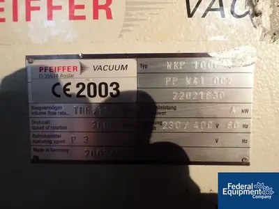 USED Pfeiffer Vacuum Pfeiffer Vacuum System, Model WPC800, 754 CFM
