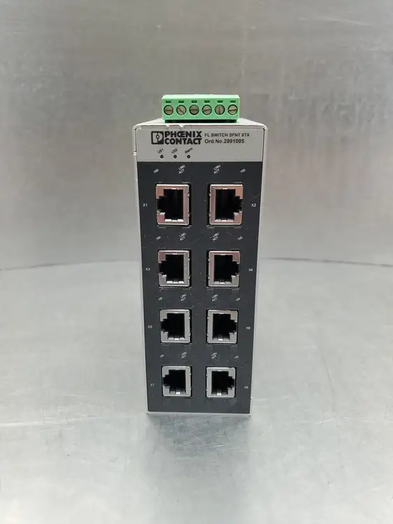 Used Phoenix Contact FL Switch SFNT 8TX Ethernet Switch, 2891005, 24VDC Network Switches South Carolina US | Palmetto Automation #1507515