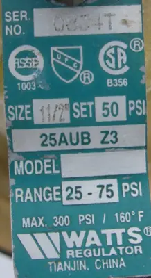 NEW WATTS 25AUB-Z3 PRESSURE RELIEF VALVE 1-1/2" 25-75