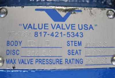 NEW Value Valve USA VF-733A