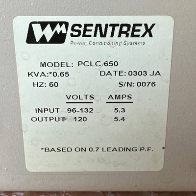 USED SENTREX PCLC-650