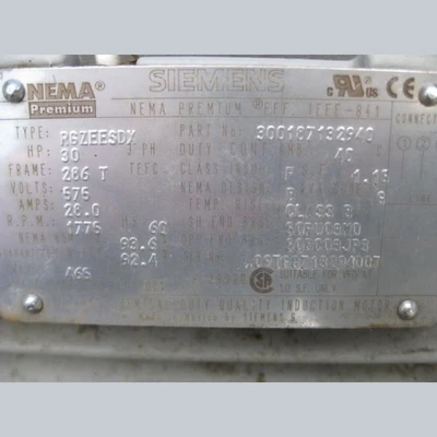 Siemens 30 HP NEMA Premium Efficiency Motor