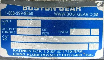 NEW BOSTON GEAR F721-7K-B7-J-HUTF-W-HK GEAR REDUCER 7:1 1HP F7217KB7JHUTFWHK