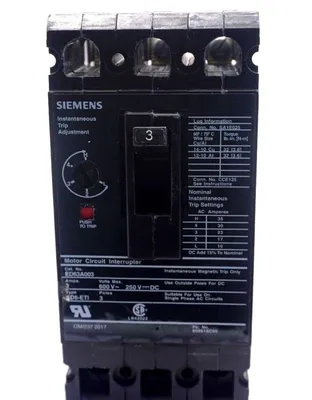 USED SIEMENS ED63A003 CIRCUIT BREAKER 3A 600V
