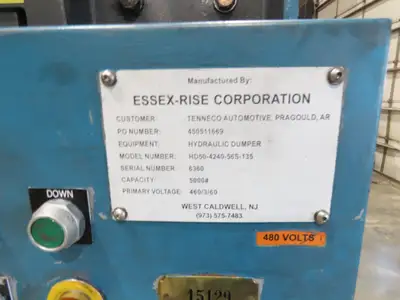 Essex Rise Hydraulic Tote Dumper 1yd Hopper Box Tipper 5000Lb 5Hp 460V