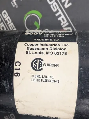 Lot of 2 Bussmann FRS-R-225 Fuestron Dual Element Time Delay Fuses 225A Used