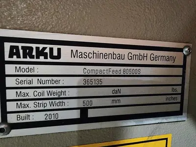 2010 ARKU FEED/STRAIGHTEN "ZIGZAG" COIL LINE