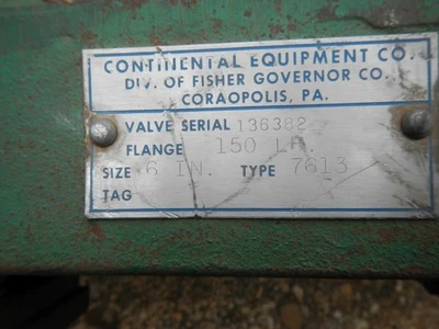 Fisher 6" 150 Class, 316 Stainless Butterfly Control Valve