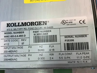 Used KOLLMORGEN MMCSD2.4460D Servo Drives Ohio US | HGR 24 #1330294