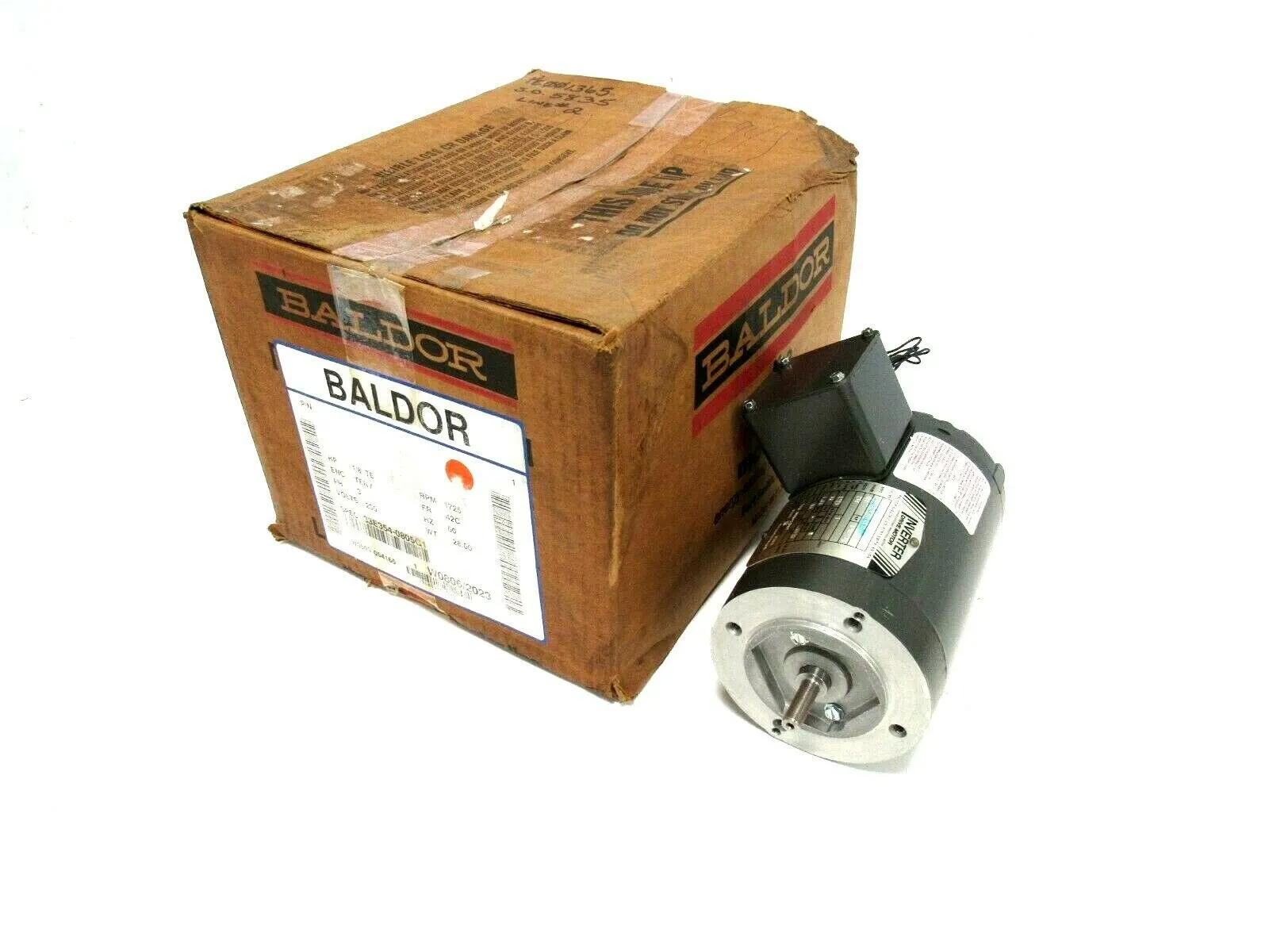 NEW BALDOR 33E354-0805G1 MOTOR 1/8HP 230V 1725RPM 3/8" DIA. 321440DG0HEX BRAKE