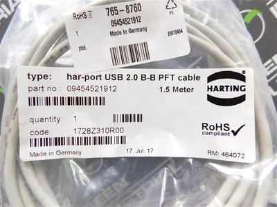 Harting 09454521912 har-port USB 2.0 Male B to Female B PFT cable 1.5 meter New