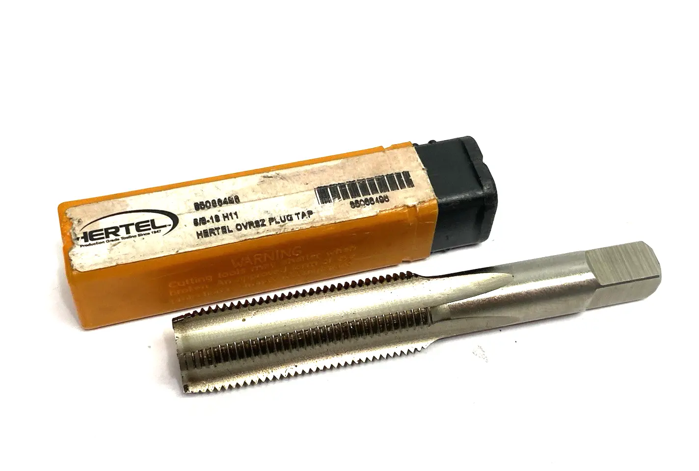 USED HERTEL STRAIGHT FLUTE TAP: 5/8-18 UNF, 4 FLUTE, PLUG CHAMFER HSS