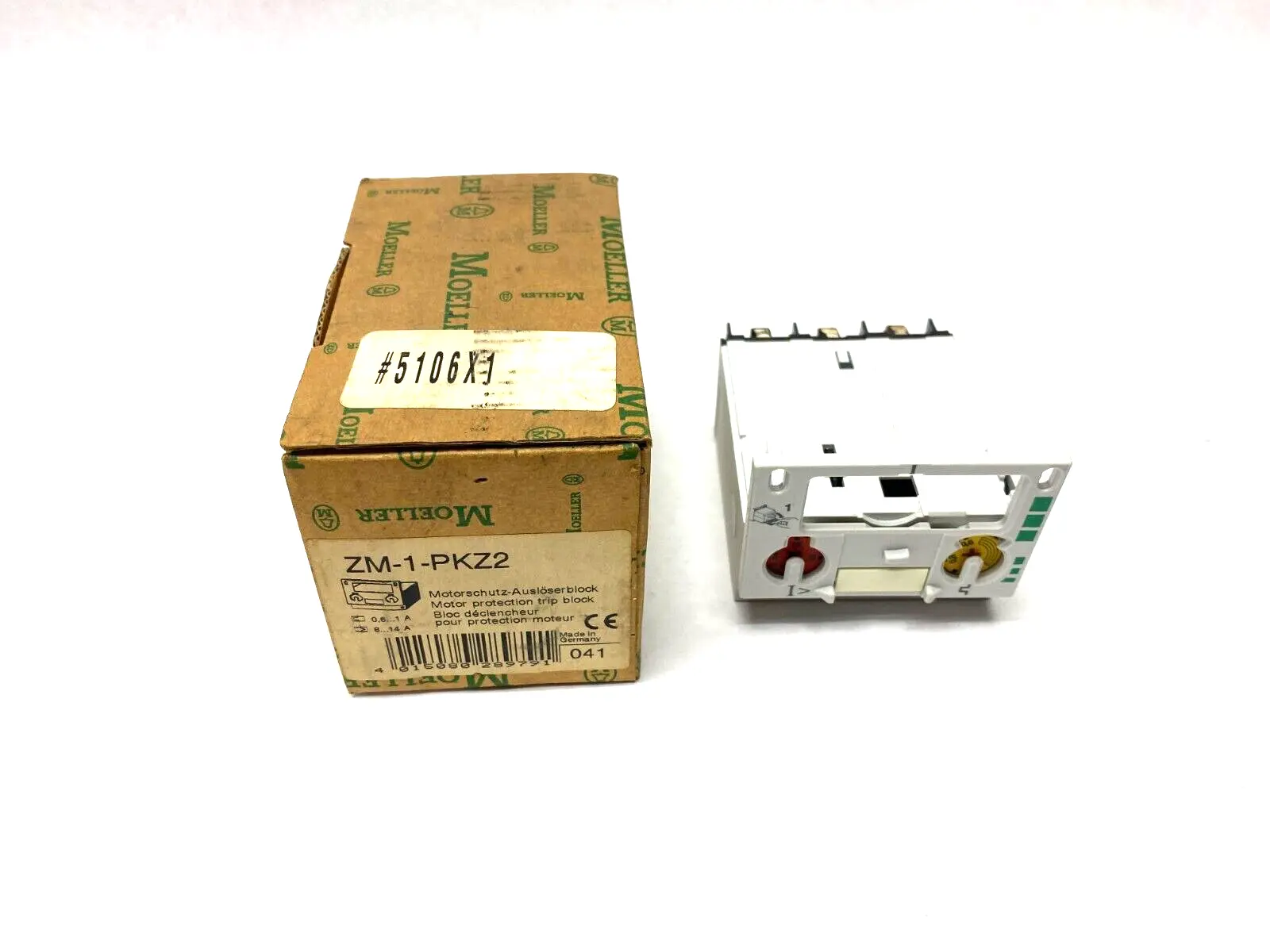 USED MOELLER ADJUSTABLE MOTOR PROTECTION TRIP BLOCK 0.6-1A, 8-14A