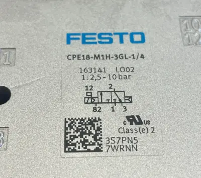 NEW FESTO CPE18-M1H-3GL-1/4 SOLENOID VALVE 163141 CPE18M1H3GL14