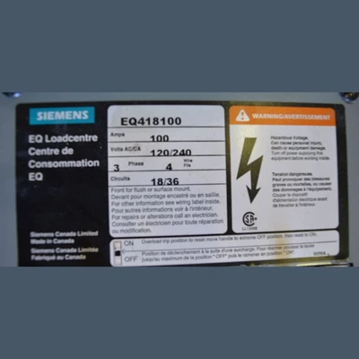Siemens 100 Amp Panel