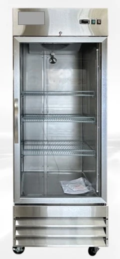 171-0098 29” Stainless Steel Self Contained Glass 1 Door Reach In Freezer