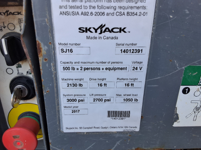 Used 2017 Skyjack SJ16 Manlifts Texas US | Stack Equipment #1498181