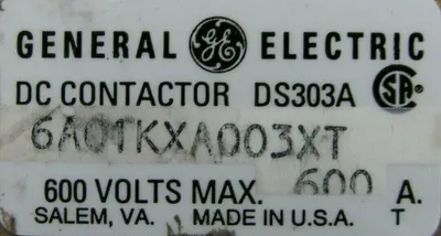 NEW GENERAL ELECTRIC DS303A6A01KXA003XT CONTACTOR 600A 600V