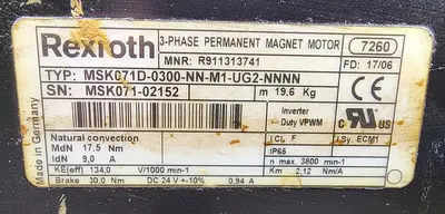 USED REXROTH MSK071D-0300-NN-M1-UG2-NNNN
