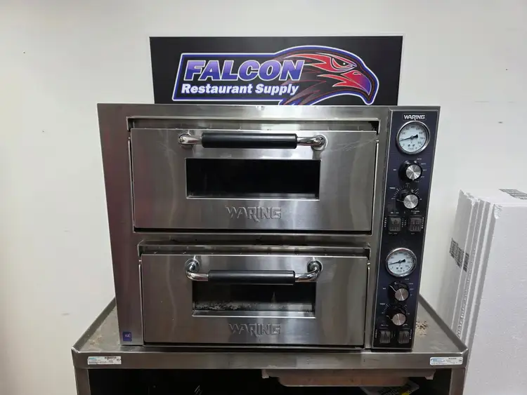 Used Waring Used Waring WPO750 Double Deck Countertop Pizza Oven Independent Chambers - 240V Pizza Equipment Illinois US | Falcon Restaurant Supply #1373554