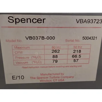 Used SPENCER TURBINE COMPANY VB037B Blowers West Virginia US | JM Industrial #1445882