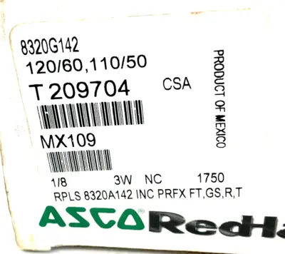 NEW ASCO 8320G142 SOLENOID VALVE 120/60 110/50