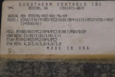 EUROTHERM ECMA2/FA119/AN2/PC2(V1D)/DP4(1111)/PC2(V1D)/(A0/119V040/0)/ STK 521-B