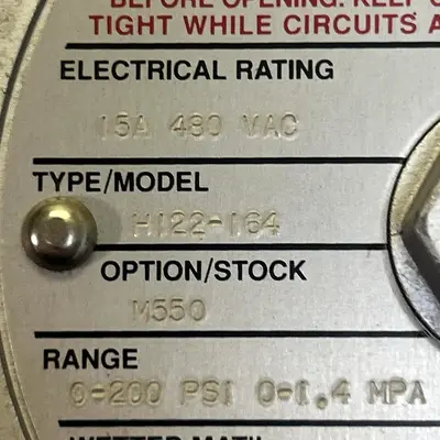 USED UNITED ELECTRIC H122-164