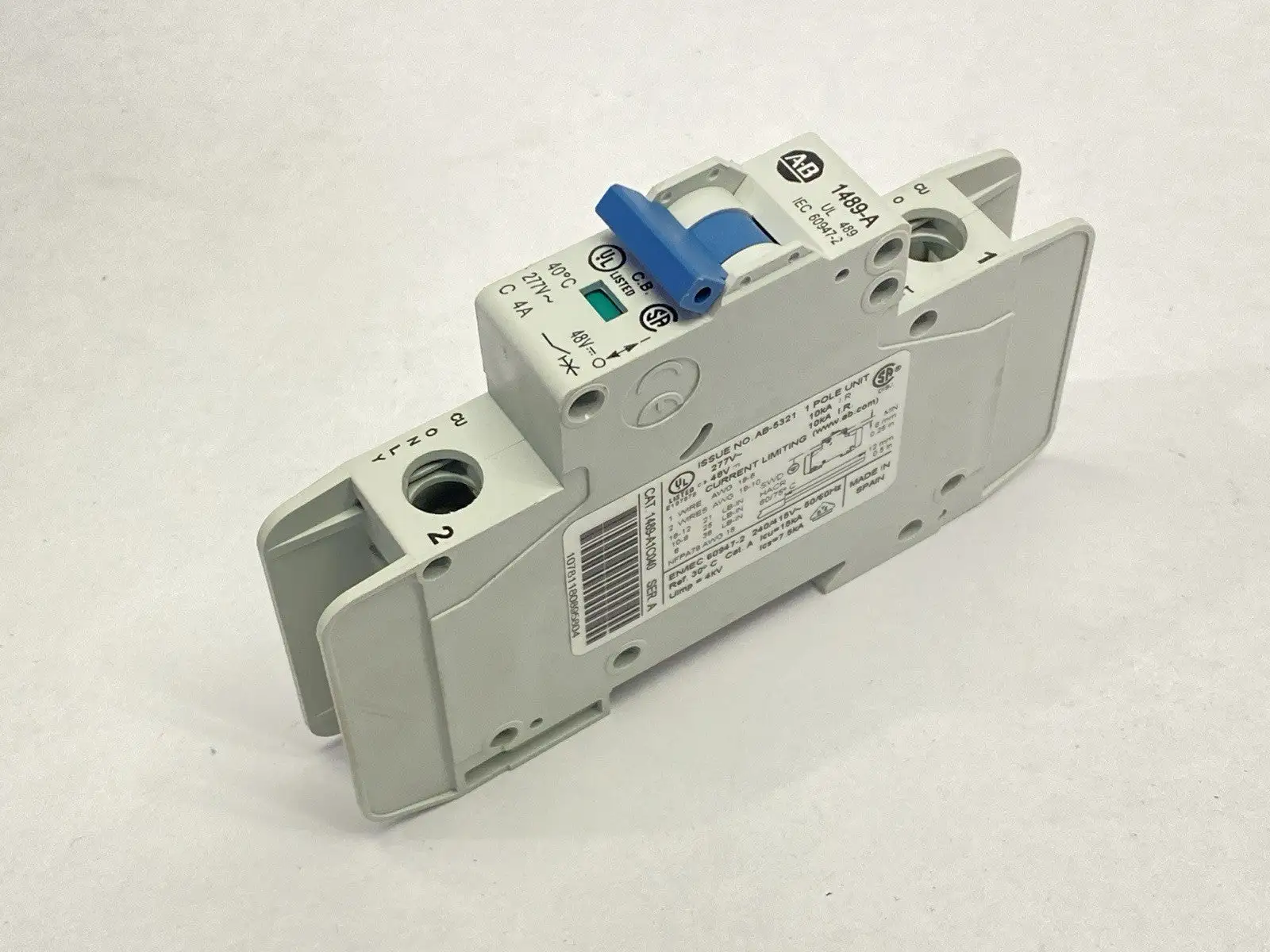 1489-A1C040 | Allen Bradley  Ser A Circuit Breaker 1-Pole 4A 277V - Used