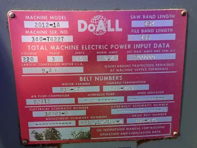 USED DOALL 20121A