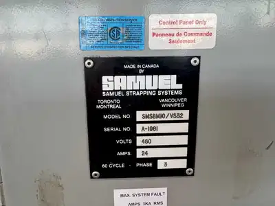 USED SAMUEL STRAPPING MACHINE MODEL:            SAMUEL SMSBM10