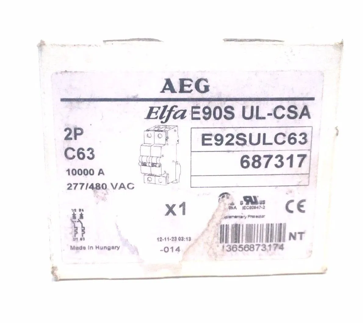 NEW AEG E92SULC63 CIRCUIT BREAKER 687317
