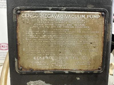 Vintage Cenco Megavac Vacuum Piston Pump GE 1/3 Hp motor Single phase