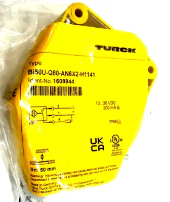 NEW TURCK BI50U-Q80-AN6X2-H1141 INDUCTIVE PROXIMITY SENSOR 1608944 BI50UAN6X2H11