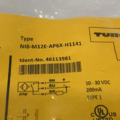 USED TURCK INDUCTIVE PROXIMITY SENSOR 46113981 MISSING NUT
