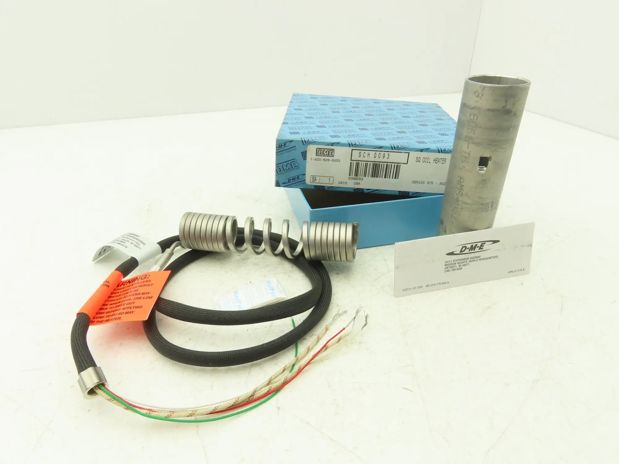 DME SCH0093 Front Load Square Coil Heater 7/8" ID x 4.9 Coiled 240V 250W