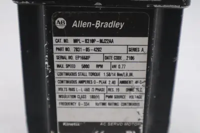 Allen Bradley MPL-B310P-MJ22AA Servo Motor 5000 Rpm 460 Volts STOCK 529-B