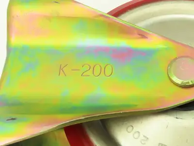 200x42mm 8" Red Polyurethane Rigid Plate Caster Wheel  Lot of 4