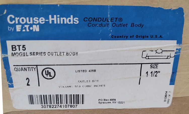 New | in-Stock Crouse-Hinds BT5 Conduits | Edwards Industrial Repair #1029842