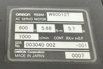 NEW OMRON R88M-W60010T SERVO MOTOR 200V 600W ABS KEY